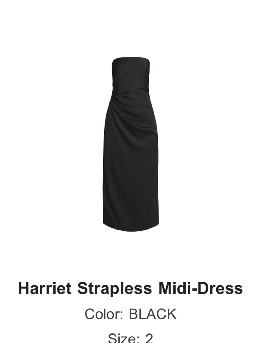 Derek Lam Black Strapless Midi Dress